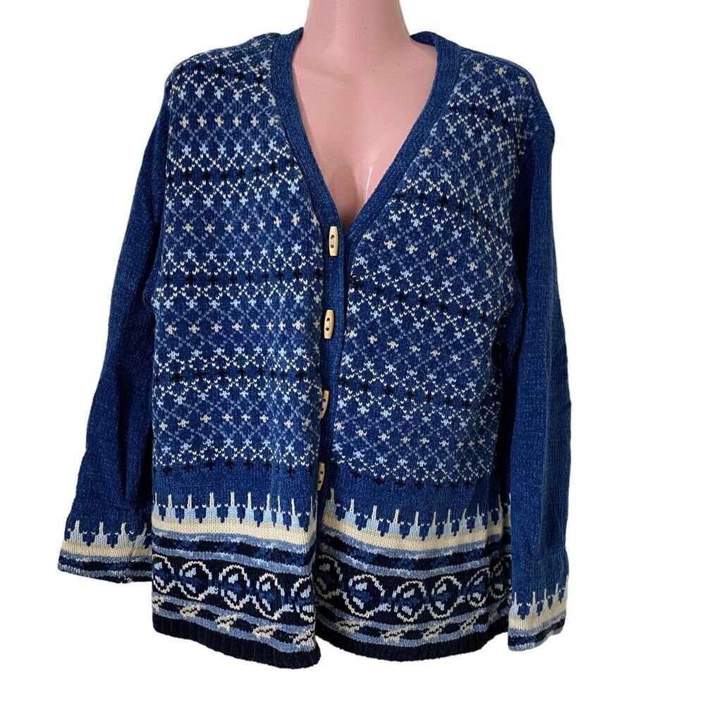Vintage Erika Sweater Womens Extra Large XL Blue Acrylic Knit Soft Striped
